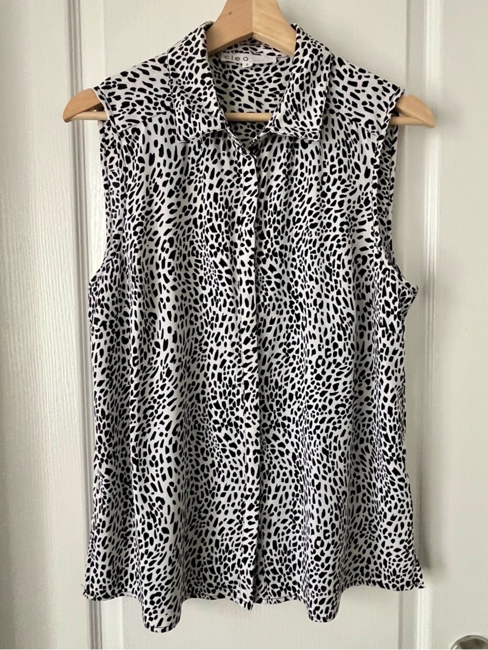 CLEO Black & White Print Sleeveless Blouse Medium - Picture 15 of 15